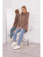 Zateplená mikina s dlhšou zadnou časťou mocca