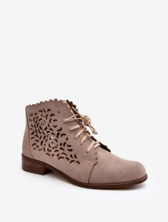 Dámske priedušné šnurovacie topánky Zazoo 2871 Beige
