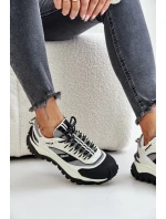 Skórzane Sneakersy Damskie Na Platformie Big Star OO274A220 HI-POLY SYSTEM Biało-Czarne
