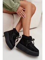 Śniegowce Damskie Na Platformie Z Futerkiem Czarne Florivelle