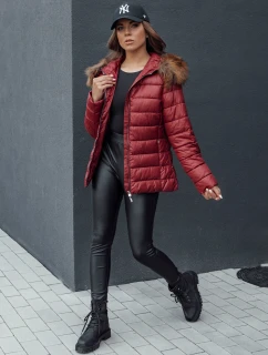 Dámska prešívaná zimná bunda s kapucňou ESTELLA bordová FashionStreet TY4530