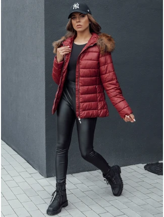 Dámska prešívaná zimná bunda s kapucňou ESTELLA bordová FashionStreet TY4530
