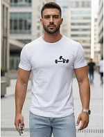 Pánske bavlnené tričko s minimalistickou potlačou biele FashionStreet NX5086R