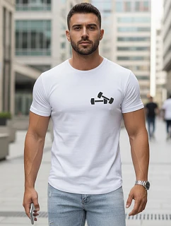 Pánske bavlnené tričko s minimalistickou potlačou biele FashionStreet NX5086R