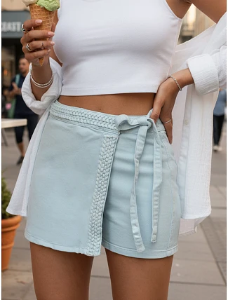 Dámska modrá džínsová sukňa-šortky FashionStreet SY0513