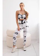 Fitness set top s nastaviteľnými ramienkami + push up legíny biely