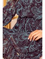 Dámske šifónové šaty s tyrkysovým vzorom 295-3 Bakara