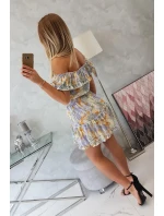 Zelené kvetinové šaty s otvorenými ramenami