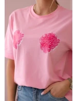 Bavlnená blúzka s kvetinovou potlačou ružovej farby Bavlnená blúzka s kvetinovou potlačou ružovej farby