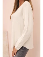 Dámsky viskózový sveter s výstrihom do V, svetlo béžový Dámsky viskózový sveter s výstrihom do V, svetlo béžový