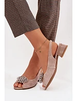 Dámske kožené sandále CR61-3030 beige - D&A
