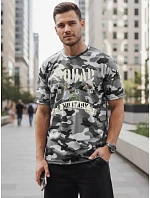 Pánske sivé tričko s vojenskou potlačou FashionStreet NX2005R Pánske sivé tričko s vojenskou potlačou FashionStreet NX2005R
