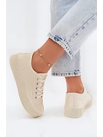 Dámske tenisky na platforme Big Star TT274271 Beige Dámske tenisky na platforme Big Star TT274271 Beige