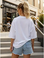 Dámske tričko oversize s letným potlačou, biele, FashionStreet NX9005RY Dámske tričko oversize s letným potlačou, biele, FashionStreet NX9005RY