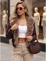 Dámska zimná kožená bunda s kožušinou, bordová, FashionStreet TY5977 Dámska zimná kožená bunda s kožušinou, bordová, FashionStreet TY5977
