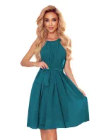 ALIZEE - Dámske šifónové šaty v morskej farbe so zaväzovaním 350-6