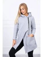 Zateplená mikina s asymetrickým zipsom sivá