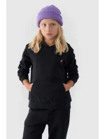 Dziewczęca Nierozpinana Bluza Z Kapturem Gładka Czarna 4F 4FJWMM00TSWSF1316-20S