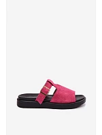 Semišové dámské sandály na platformě se zlatým sponem Fuksie Zemela Semišové dámské sandály na platformě se zlatým sponem Fuksie Zemela