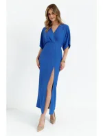 K163 Maxi šaty - modré