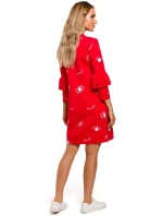 Šaty áčkového strihu s potlačou a volánovými rukávmi M445 - Moe