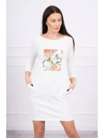 Šaty s 3D grafikou Bird ecru Šaty s 3D grafikou Bird ecru