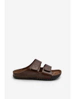 Wygodne Klapki Męskie Z Paskami Na Rzepy Inblu FM00001U Ciemnobrązowe