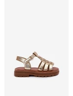 Dziewczęce Sandałki Z Ozdobnym Detalem Złote Serina