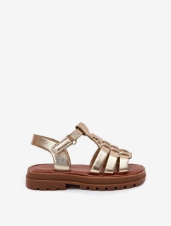 Dziewczęce Sandałki Z Ozdobnym Detalem Złote Serina