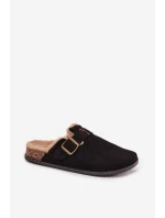 Klapki Chodaki Damskie Ocieplane Futerkiem Z Klamrą Czarne Sylisse