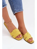 Dámské ploché sandály s pásky Eko Zamszové Žluté Florane
