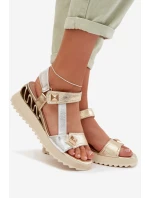 Kožené dámské sandály na platformě D&A CR61-3078 Zlaté