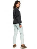 B094 Oversized top s výstrihom do V na chrbte - grafitový