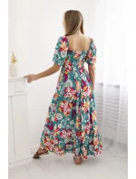 Viskózové šaty s volánovým výstrihom 29476 zelené - Kesi