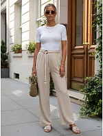 Dámske nohavice so širokými nohavicami, béžové, FashionStreet UY3074 Dámske nohavice so širokými nohavicami, béžové, FashionStreet UY3074