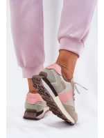 Zamszowe Sneakersy Damskie Big Star RR274243 HI-POLY SYSTEM Szaro-Różowe