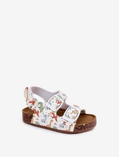 Dziecięce Sandałki Na Korkowej Podeszwie Z Klamrami Dinozaury Multikolor Thessa