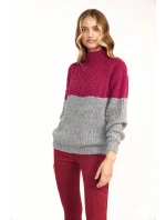 Dámsky sveter model 159521 Fuchsia grey - Nife Dámsky sveter model 159521 Fuchsia grey - Nife