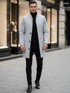 Pánsky jednoradový kabát sivý FashionStreet CX0428