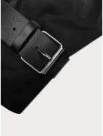 Dámsky dlhý čierny kabát s opaskom (1803#-1) Dámsky dlhý čierny kabát s opaskom (1803#-1)