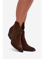 Wsuwane Botki Kowbojki Damskie Z Naturalnego Zamszu Czekoladowe Beretta