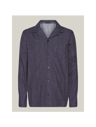 Pánske pyžamové tričko UM0UM02992 02E tmavomodré s potlačou - Tommy Hilfiger Pánske pyžamové tričko UM0UM02992 02E tmavomodré s potlačou - Tommy Hilfiger