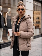 Dámska zimná prešívaná bunda s kapucňou, béžová, FashionStreet TY5753