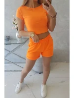 Bavlnená súprava so šortkami oranžová neónová