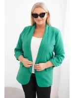 Dámske sako Plus Size bez zapínania s podšívkou XL/2XL zelené