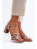 Sandały Damskie Na Słupku Sergio Leone SK065 Złote