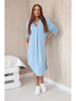Šaty s výstrihom do V 88536 modré - Talianska móda