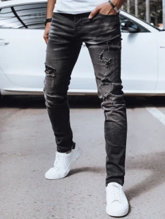 Pánske čierne džínsové nohavice FashionStreet UX4247