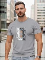 Pánske bavlnené tričko s potlačou revolution grey FashionStreet NX0143R Pánske bavlnené tričko s potlačou revolution grey FashionStreet NX0143R