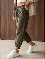 Dámske joggerové nohavice s gumou v páse, olivovo zelené, FashionStreet UY3167 Dámske joggerové nohavice s gumou v páse, olivovo zelené, FashionStreet UY3167